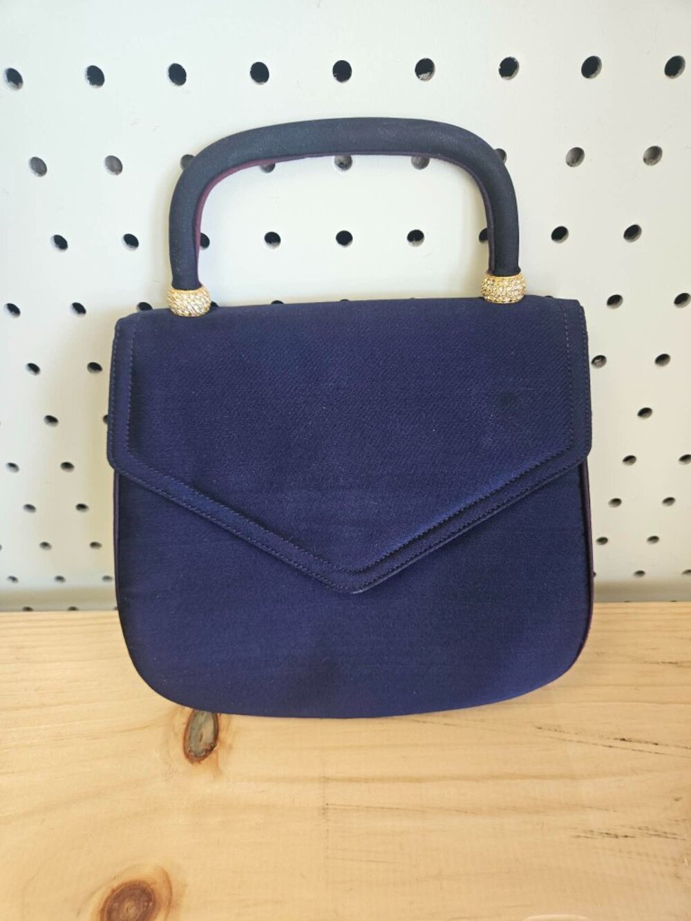 Vintage 1950s Morris Moskowitz Navy Blue With Gold Embellishments Clutch Handbag